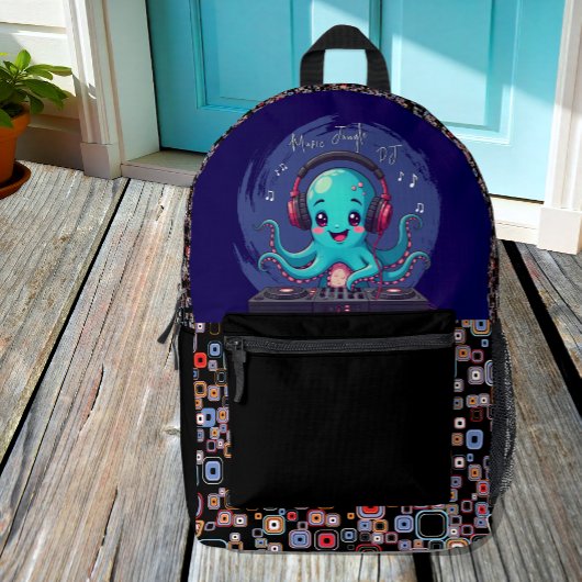 Smiling Octopus DJ, Happy Music Jungle プリントバックパック