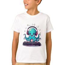 Smiling Octopus DJ, Happy Music Jungle T-Shirt