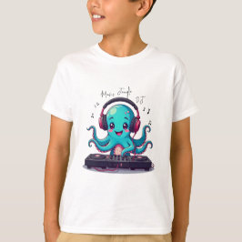 Smiling Octopus DJ, Happy Music Jungle T-Shirt Tシャツ