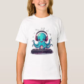 Smiling Octopus DJ, Happy Music Jungle T-Shirt Tシャツ (正面)