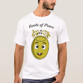 Smiling Olive T-Shirt with "Roots of Peace" text. Tシャツ (正面)