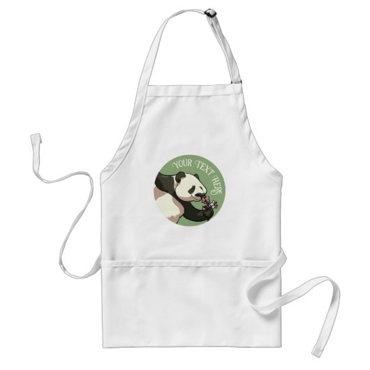 Smiling Panda & Cherry Blossom Design Custom Text スタンダードエプロン (正面)