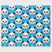 Smiling Panda Face Wrapping Paper – Cute Monogram  ラッピングペーパー (フラット)