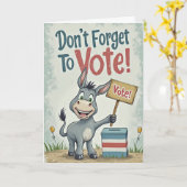 Smiling Patriotic Donkey Vote Reminder カード (黄色い花)
