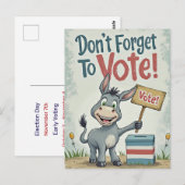 Smiling Patriotic Donkey Vote Reminder ポストカード (正面/裏面)