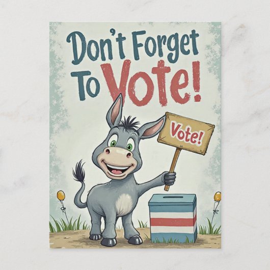 Smiling Patriotic Donkey Vote Reminder ポストカード (正面)