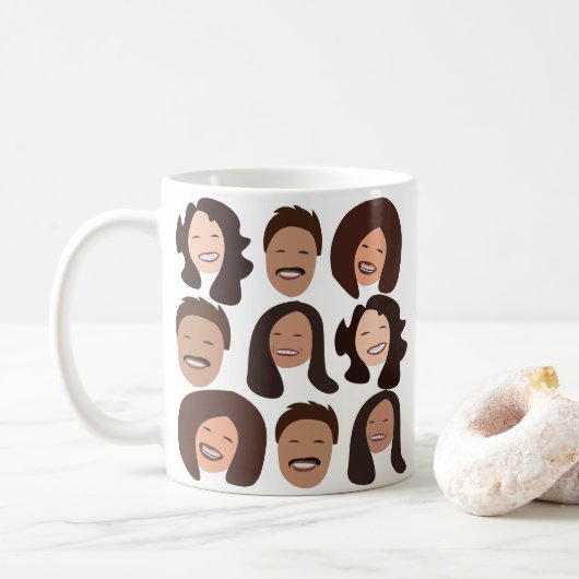 Smiling People Happy Face コーヒーマグカップ (ドーナツ)