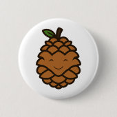 Smiling Pine Cone – Funny Nature Button 缶バッジ (正面)