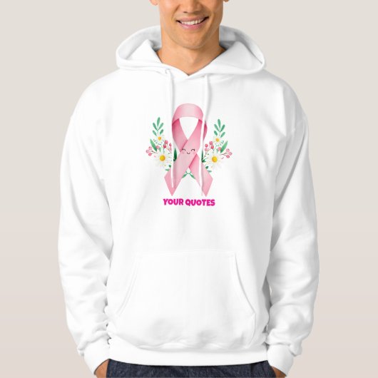 Smiling Pink Breast Cancer Awareness Ribbon パーカ (正面)