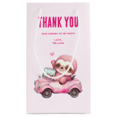Smiling Pink Sloth車を運転するパーティーありがとう スモールペーパーバッグ (裏面)