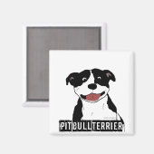 Smiling Pit Bull (白黒のみ品種) マグネット (正面/裏面)