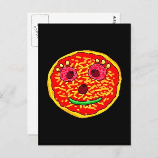 Smiling Pizza Face Illustration Design ポストカード (正面/裏面)