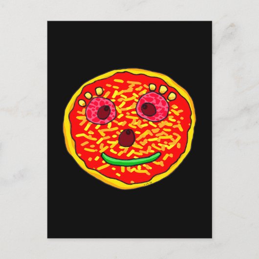 Smiling Pizza Face Illustration Design ポストカード (正面)