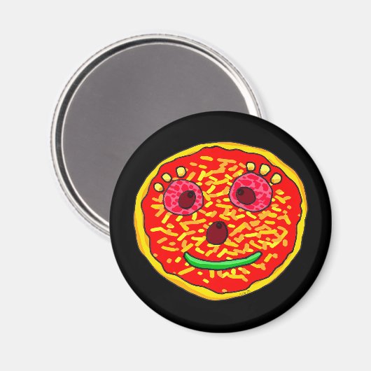 Smiling Pizza Face Illustration Design マグネット (正面/裏面)