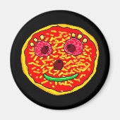 Smiling Pizza Face Illustration Design マグネット (正面)