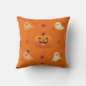 Smiling Pumpkin & Ghost Casual Pattern Pillow on B クッション (裏面)