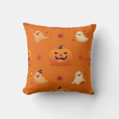 Smiling Pumpkin & Ghost Casual Pattern Pillow on B クッション (正面)