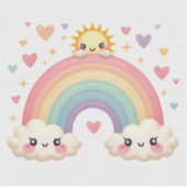 Smiling Rainbow of Love – Kawaii Hearts シール (正面)