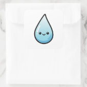 Smiling Raindrop – かわいいイラスト スクエアシール (バッグ)