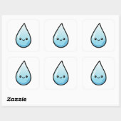 Smiling Raindrop – Cute Kawaii Illustration スクエアシール (シート)