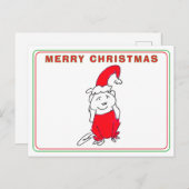 Smiling Red Christmas Outfit Dog Cartoon Christmas シーズンポストカード (正面/裏面)