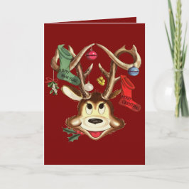 Smiling Reindeer Decorated With Christmas Ornament シーズンカード