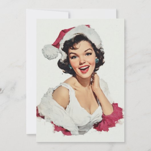 Smiling Retro Christmas Pin-Up シーズンカード (正面)