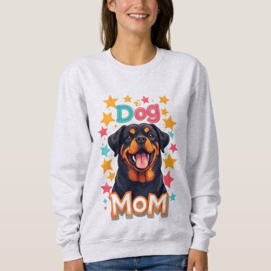 Smiling Rottweiler Dog Mom スウェットシャツ (正面)