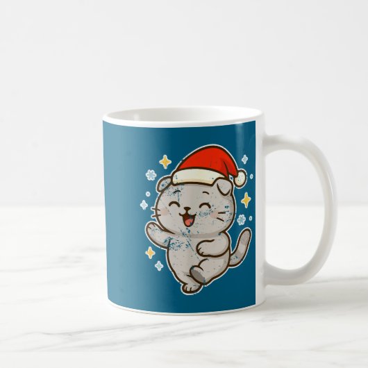 Smiling Santa Cat Holiday Cheer コーヒーマグカップ (右)