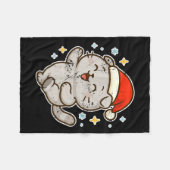 Smiling Santa Cat Holiday Cheer  フリースブランケット (正面(横))