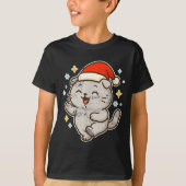 Smiling Santa Cat Holiday Cheer  Tシャツ (正面)