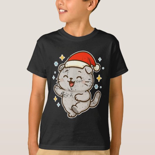 Smiling Santa Cat Holiday Cheer  Tシャツ (正面)