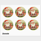 Smiling Santa Festive Sticker ラウンドシール (シート)
