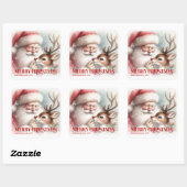 Smiling Santa Rudolph Personalized Holiday Kids スクエアシール (シート)