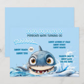 Smiling Shark Party Invite | Ocean Fun 招待状 (正面/裏面)