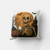 Smiling Skeleton with Pumpkin and Full Moon – Spoo クッション (裏面)