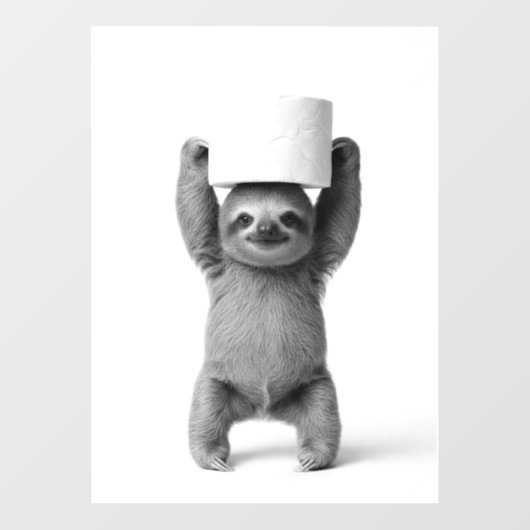 Smiling Sloth Triumphantly Lifts Toilet Paper Roll ウィンドウサイン (シート)