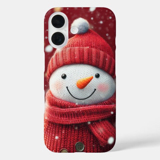 Smiling Snowman Cozy Red Knitwear Festive XMas Case-Mate iPhoneケース (裏面)