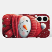 Smiling Snowman Cozy Red Knitwear Festive XMas Case-Mate iPhoneケース (裏面 (横))