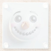 Smiling Snowman Face Square  ガラスコースター (裏面)