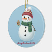 Smiling Snowman with Beanie Cute Christmas 2025 セラミックオーナメント (左)