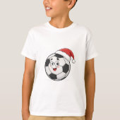 Smiling Soccer Ball with Santa Hat Tシャツ (正面)