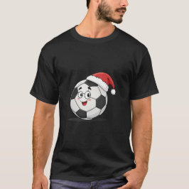 Smiling Soccer Ball with Santa Hat Tシャツ