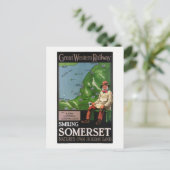 Smiling Somerset UK Vintage Poster 1940 ポストカード (スタンド正面)