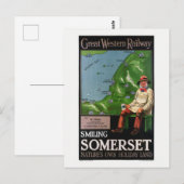 Smiling Somerset UK Vintage Poster 1940 ポストカード (正面/裏面)