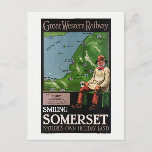 Smiling Somerset UK Vintage Poster 1940 ポストカード (正面)