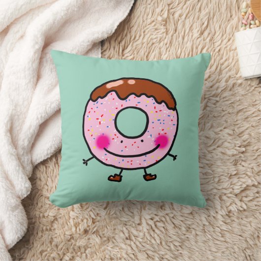 Smiling Sprinkle Donut Character Art クッション (ブランケット)