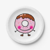 Smiling Sprinkle Donut Character Art ペーパープレート (正面)
