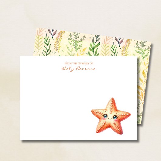 Smiling Starfish Underwater Custom Name Nursery  ノートカード