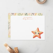 Smiling Starfish Underwater Custom Name Nursery  ノートカード (正面/裏面インサイチュ)
